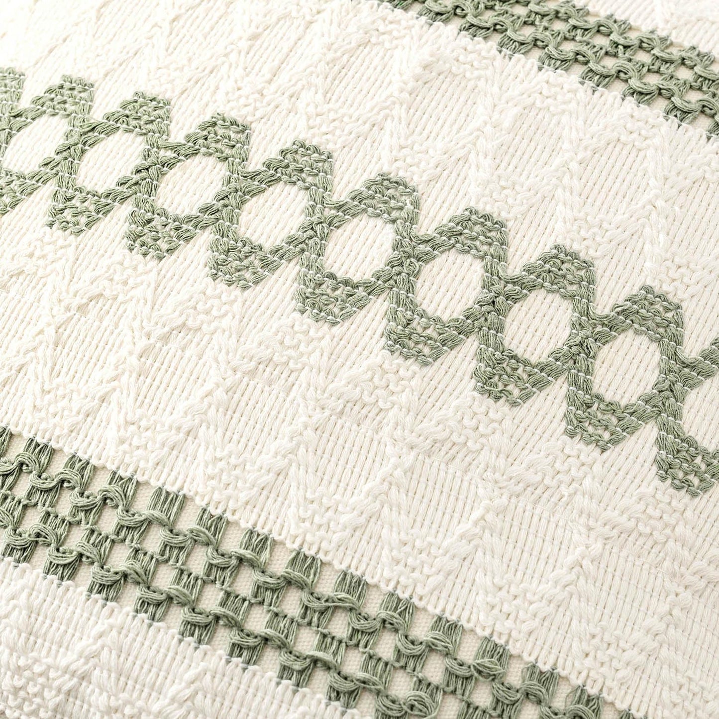Set of 2 Sage Green Boho Decorative Lumbar Pillow Covers 12X20 Inch Farmhouse Rustic Couch Throw Pillows Modern Summer Cushion Covers Retro Cute Macrame Woven Home Decor for Bed Sofa Chair