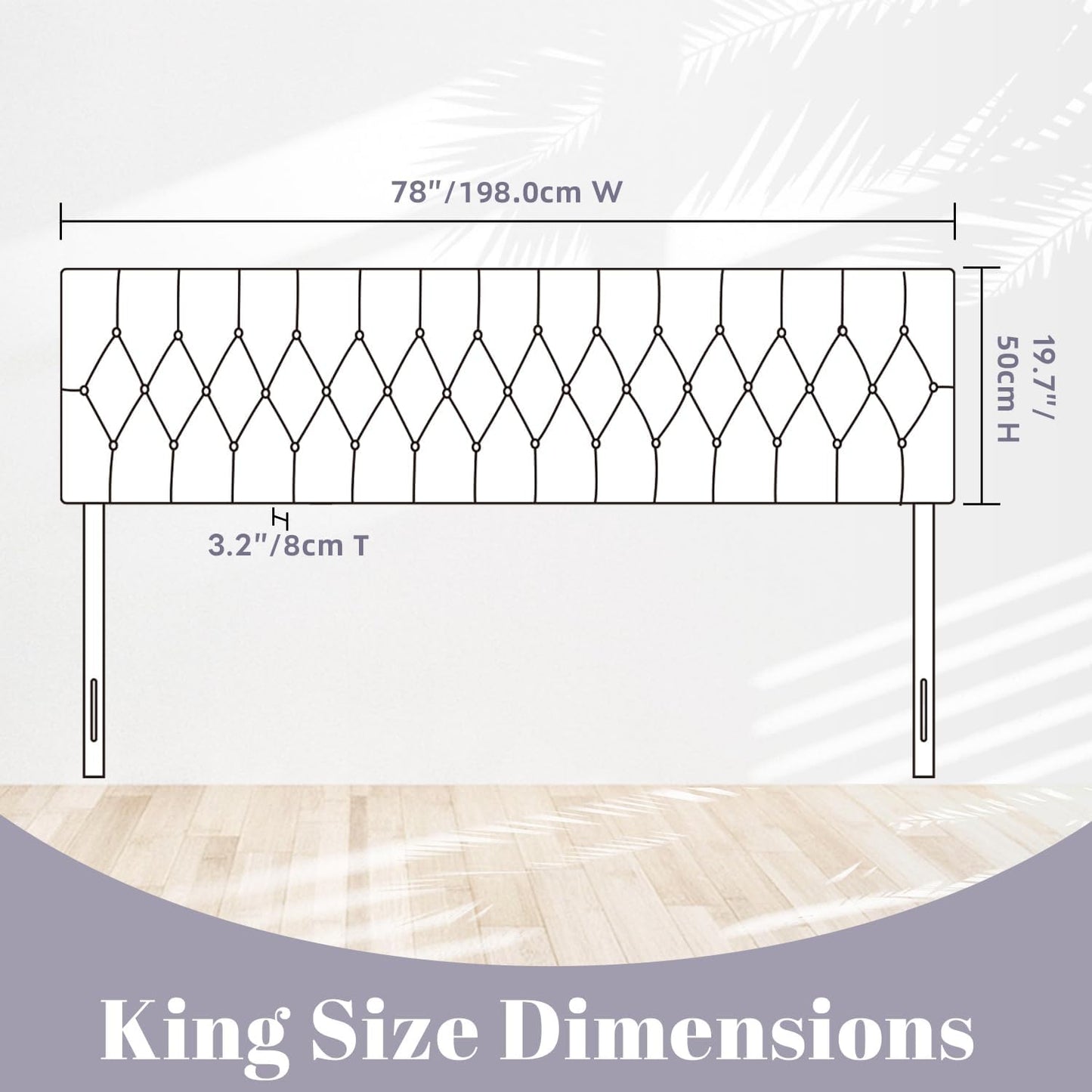 Headboards for King Size Bed in Modern Button Design, Premium Linen Fabric Upholstered Tufted Bed Headboard, Adjustable Solid Wood Head Board, Beige