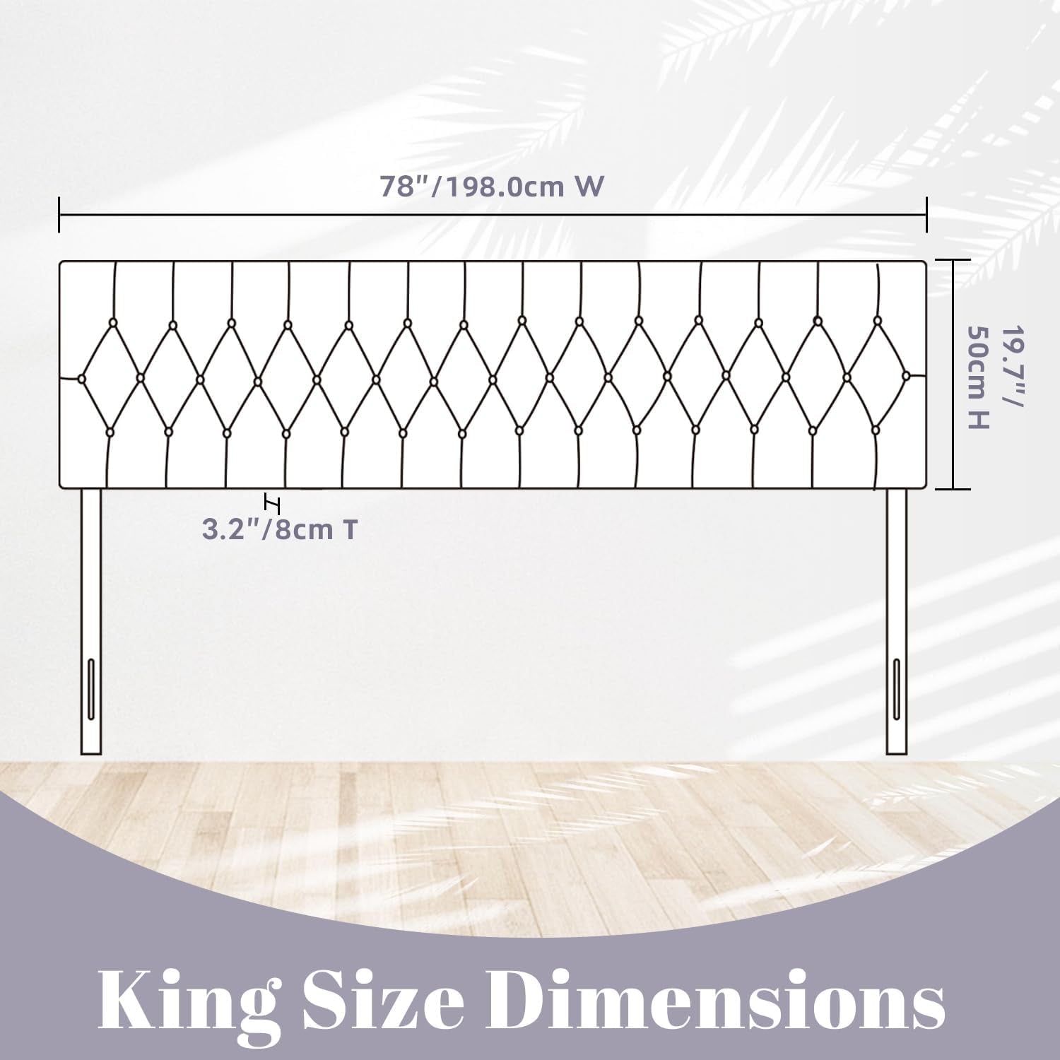 Headboards for King Size Bed in Modern Button Design, Premium Linen Fabric Upholstered Tufted Bed Headboard, Adjustable Solid Wood Head Board, Beige