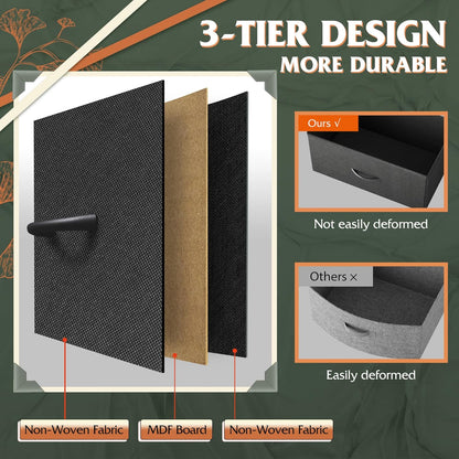 Dresser with 4 Drawers, Fabric Storage Tower, Organizer Unit for Bedroom, Hallway, Entryway, Closets, Sturdy Steel Frame, Wood Top, Easy Pull Handle, Charcoal Black