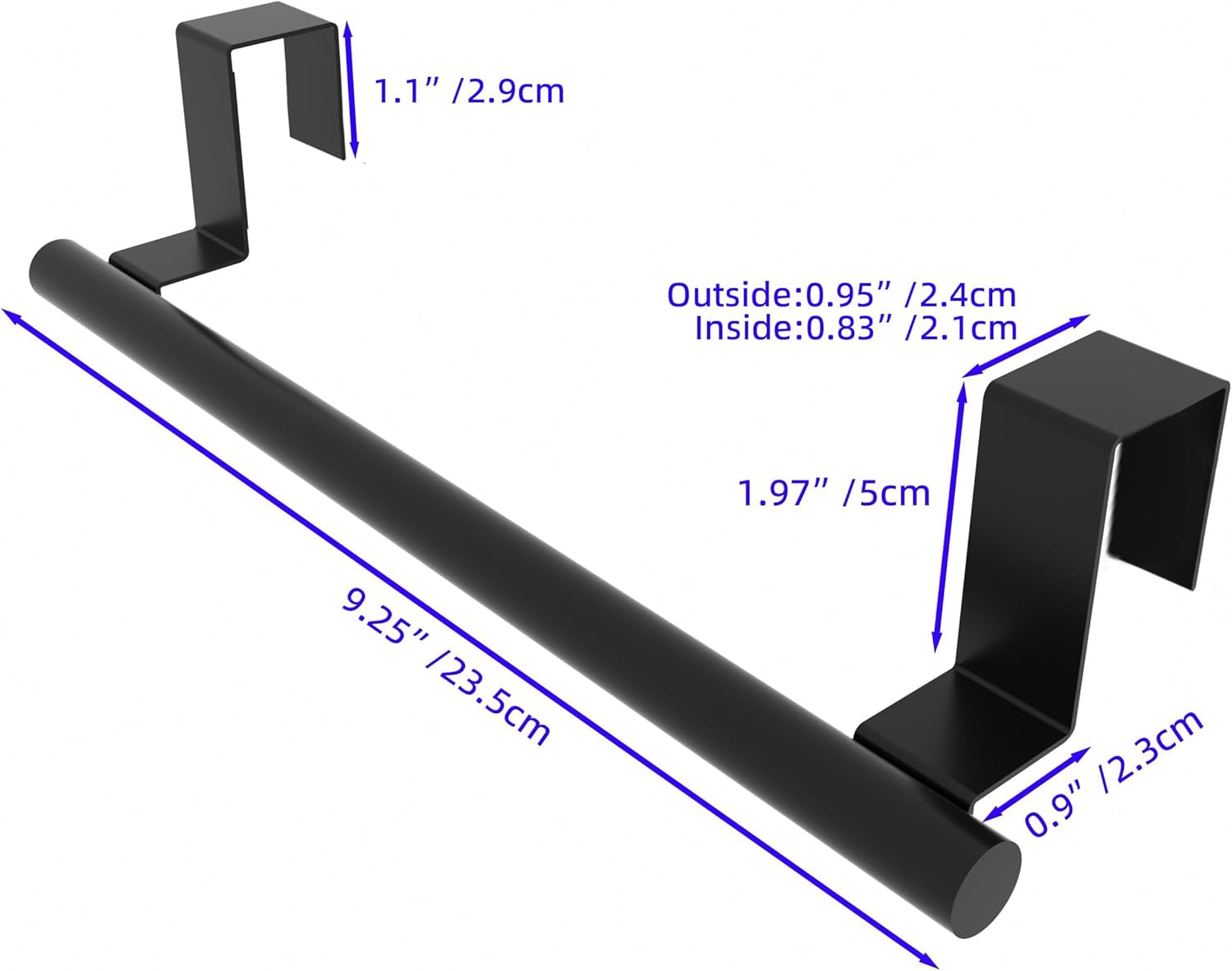 Cabinet Door Towel Holder, over Cabinet Towel Bar, Stainless Steel Dish Towel Holder for Cabinet Door Kicthen Towel Rack, Matte Black 2 Pack