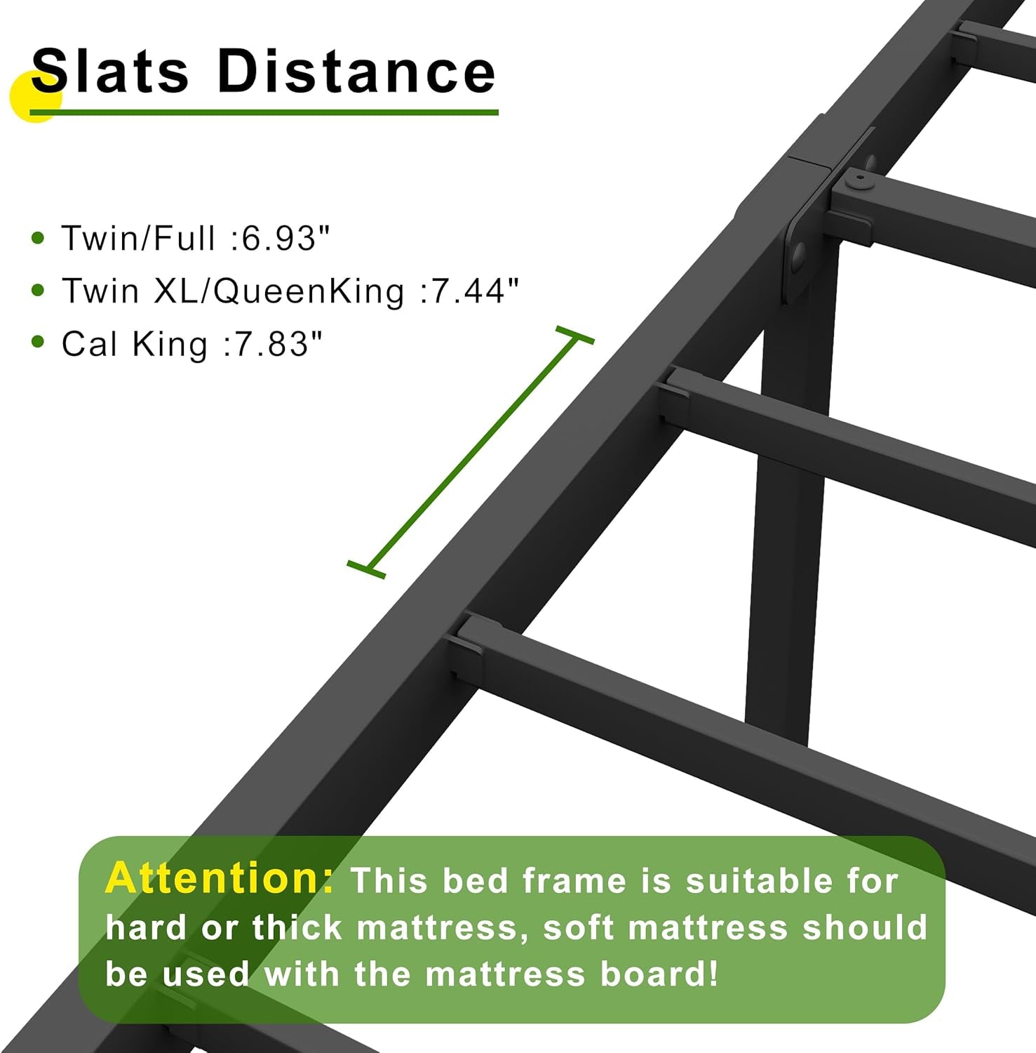 Queen Bed Frame No Box Spring Needed 18 Inch Heavy Duty Metal Tall Platform Bed Frame Queen Size with Large Storage Space, Easy Assembly, Black