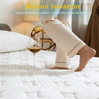 14 Inch King Size Mattress Hybrid Mattress Gel Memory Foam Individual Pocket Springs King Mattress Pressure Relief Motion Isolation Medium Firm Certipur US Certified Fiberglass Free