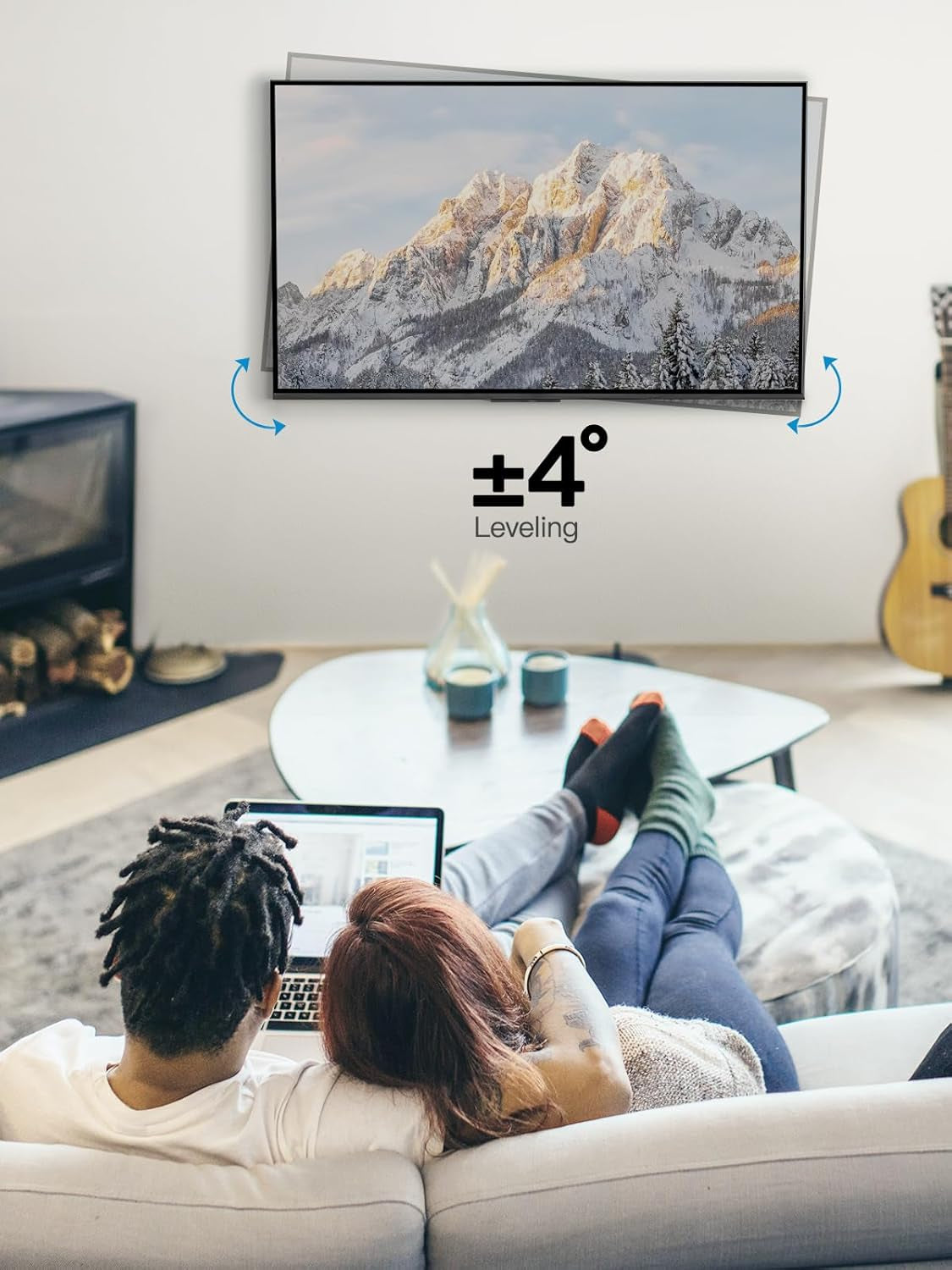 Full Motion TV Wall Mount for 26-60 Inch Flat or Curved Tvs up to 77 Lbs, TV Bracket Wall Mount with Articulating Arms, Extension, Tilt, Swivel, Leveling, Max VESA 400X400Mm, PIMF7