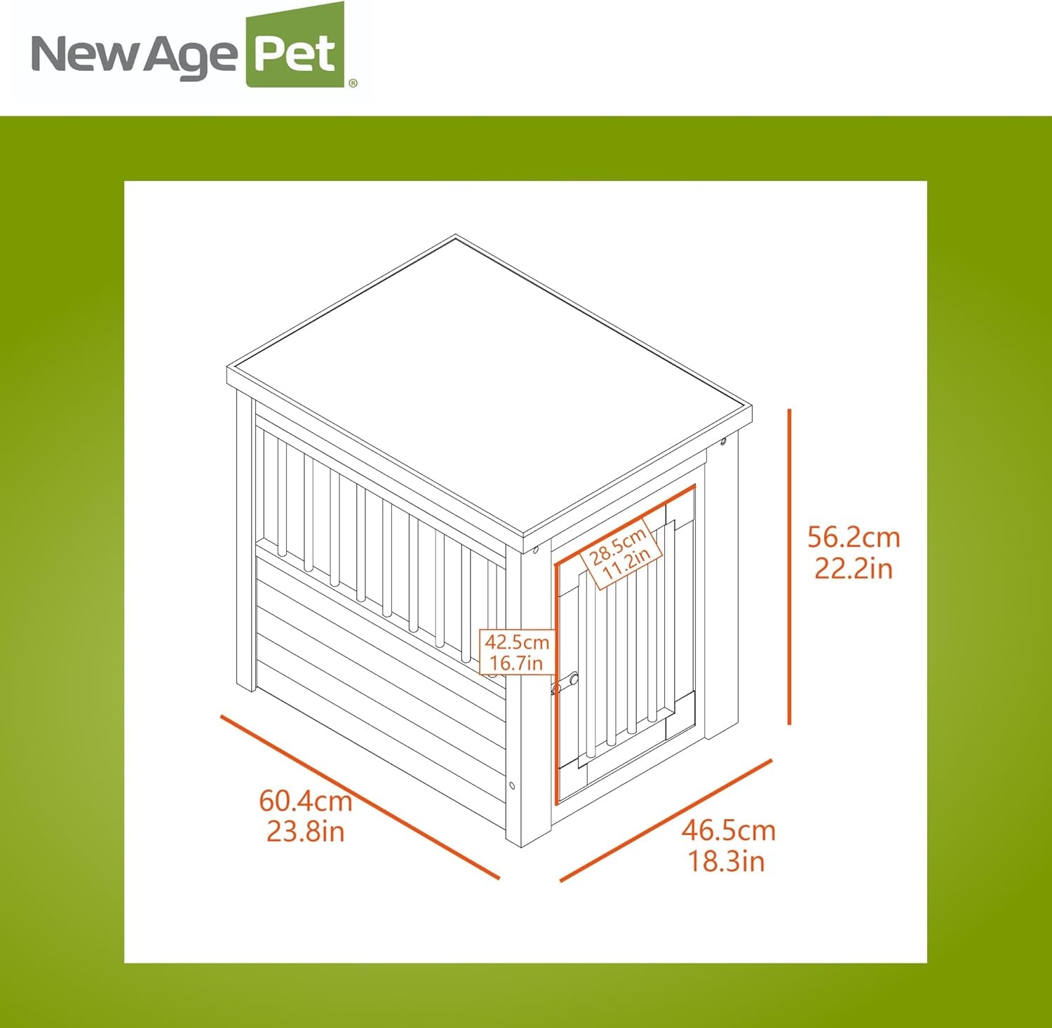 ECOFLEX Dog Crate Furniture End Table, Durable Wood-Plastic Composite, Stainless Steel Latch, Easy Assembly, Ideal for Dogs up to 20Lbs, Antique White Small