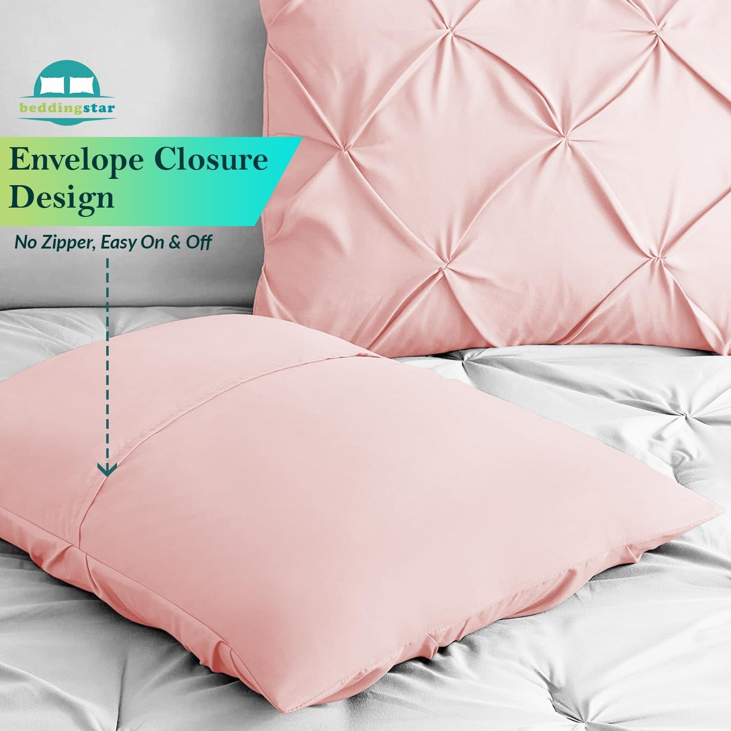 King Pillow Shams Set of 2 Pinch Pleated Blush Pink Pillow Shams King Size 20X36 Pillow Covers 100% Egyptian Cotton 600 TC Soft Skin Friendly Cushion Cover Cases Pinch Decorative Pillow Shams for Bed