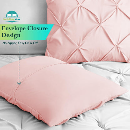 King Pillow Shams Set of 2 Pinch Pleated Blush Pink Pillow Shams King Size 20X36 Pillow Covers 100% Egyptian Cotton 600 TC Soft Skin Friendly Cushion Cover Cases Pinch Decorative Pillow Shams for Bed