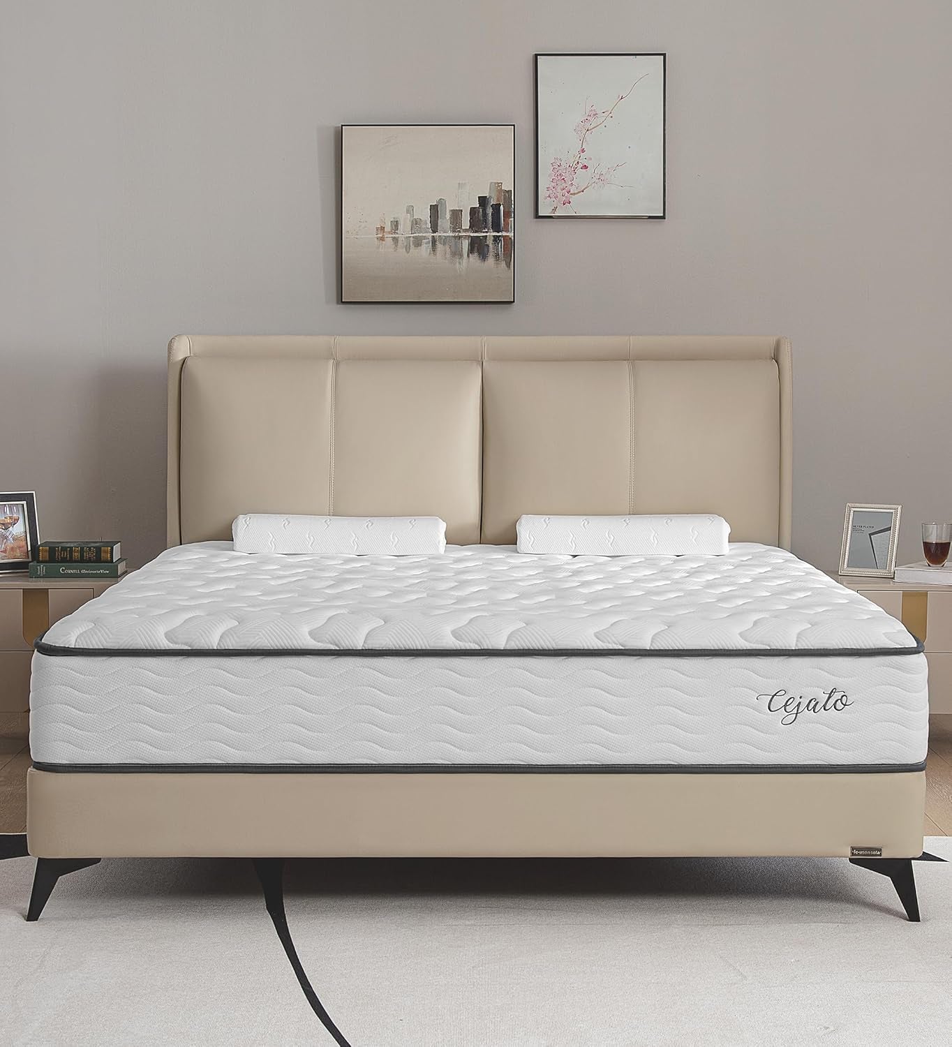 Queen Size Mattresses,10 Inch Memory Foam Hybrid Queen Mattresses in a Box White Mattress with Provide Sleep Support and Pressure Relief,Medium Firm,Certipur-Us.