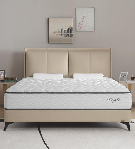 Queen Size Mattresses,10 Inch Memory Foam Hybrid Queen Mattresses in a Box White Mattress with Provide Sleep Support and Pressure Relief,Medium Firm,Certipur-Us.
