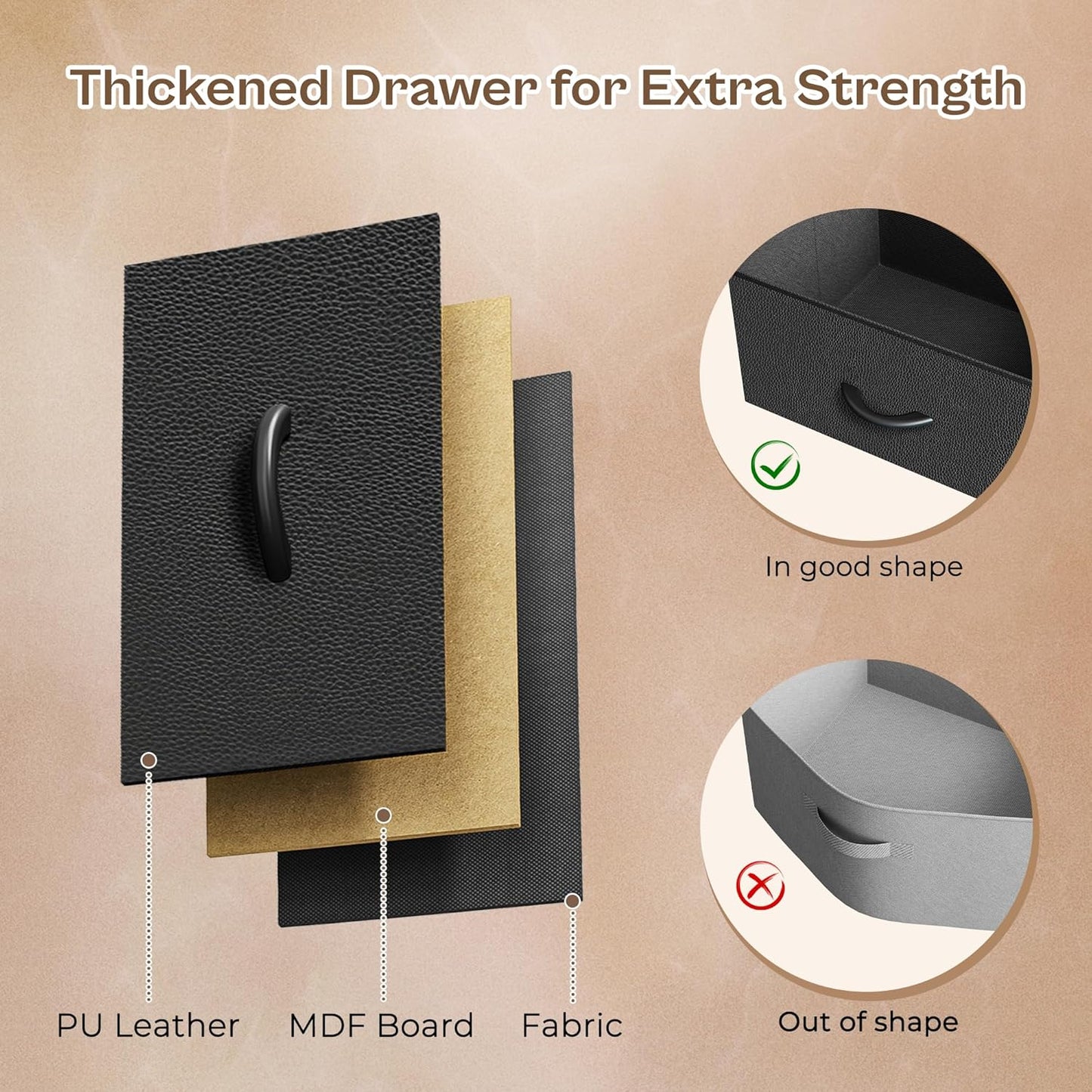 63 Inch LED TV Stand Dresser with Power Outlets, USB-C Port and LED Lights, 10 Fabric Drawer Dresser for Bedroom, Long Entertainment Center for 65, 70 Inch TV, Open Shelves, PU Leather, Black