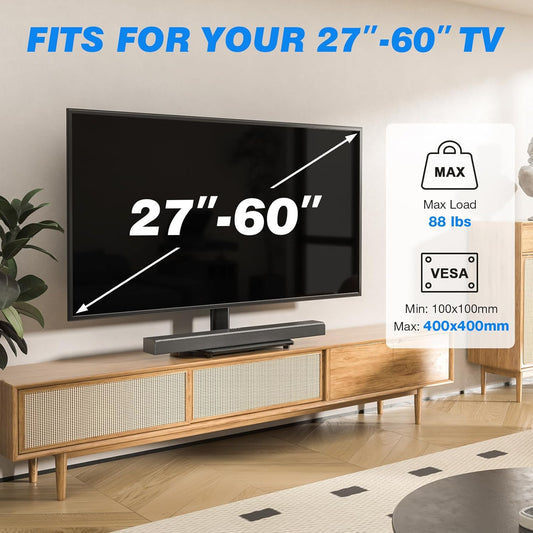Universal Swivel TV Stand for 27-50 55 60 Inch Tvs, Height Adjustable Table Top TV Stand Mount Hold up to 88 Lbs, Pedestal TV Stands with Tempered Glass Base, Replacement TV Mount Stand