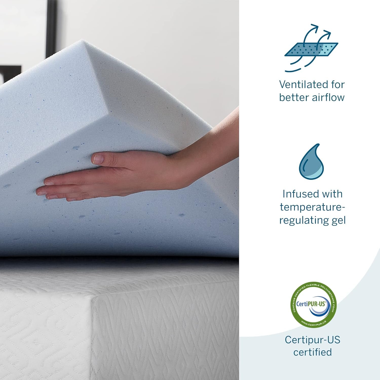 4 Inch Gel Memory Foam Mattress Topper-Ventilated Design-Ultra Plush-Queen