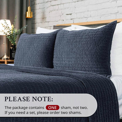 Bed Pillow Sham Royal Cotton Velvet Pic-Stitch Standard Pillow Sham - 20'' X 26'', Dusty Blue, 1 Piece