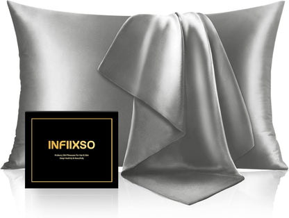 Mulberry Silk Pillow Case King Size, Silk Pillowcase with Hidden Zipper 20"X36", Extraordinary Smooth and Soft Pillow Cases for Hair and Skin(Dark Grey, 1 Pack)