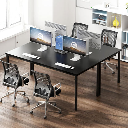 Large Computer Desk, 70.8 Inch Study Student Writing Desk, Simple Style PC Workstation with Black Metal Frame for Home Bedroom, Black