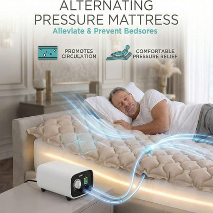 Alternating Air Pressure Mattress Pad - the Original Bed Sore Prevention Solution - Hospital Topper for Bedridden Patients - Includes Waterproof, Breathable Ulcer Cushion & Whisper Quiet Pump