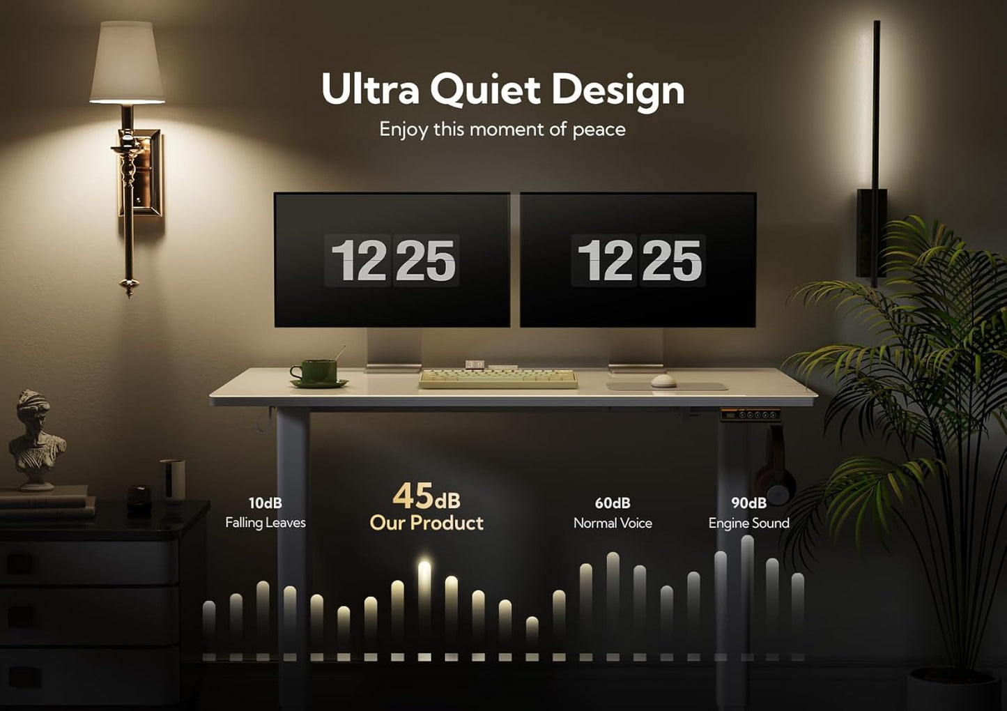 Electric Glass Standing Desk, 35X20 Inch Adjustable Height Stand up Desks Quick Install for Computer, Black