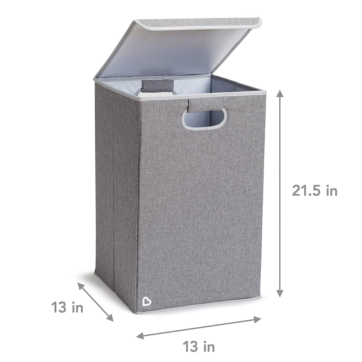 Grey collapsible kids laundry hamper with lid, view 3