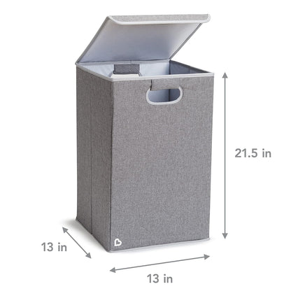 Grey collapsible kids laundry hamper with lid, view 3