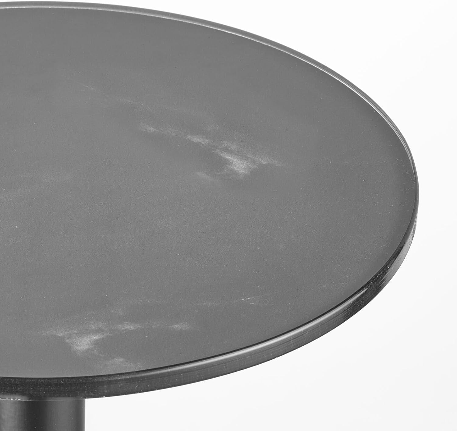 Glass Top Side/End Drink Table - Small Modern round Accent Metal Nightstand Furniture for Living Room, Dorm, Home Office, and Bedroom - 9" round - Black Marble/Black Print, 23780MDHS