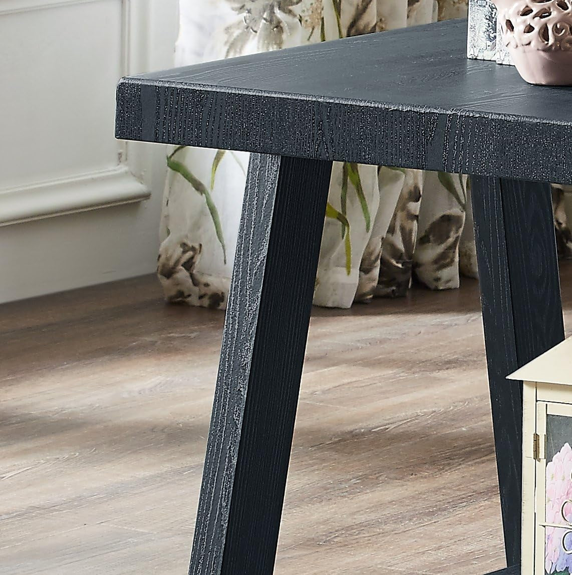 Athens Contemporary 3-Piece Wood Shelf Coffee Table Set , Black