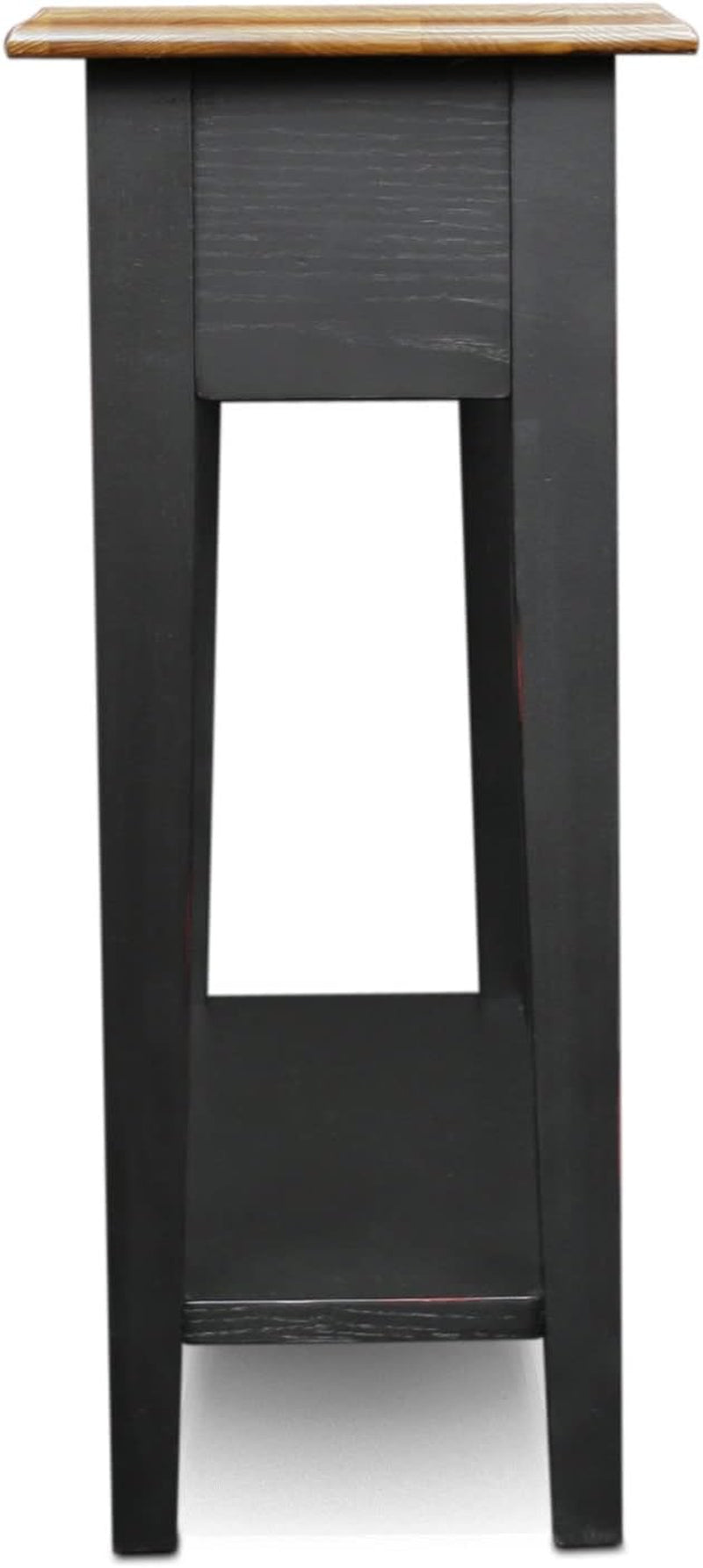 Haven Ridge Narrow Solid Wood Side Table with Drawer and Shelf, Medium Oak Brown and Slate Black, Perfect for Living Rooms, Bedrooms, and Small Spaces – , 9017-SL