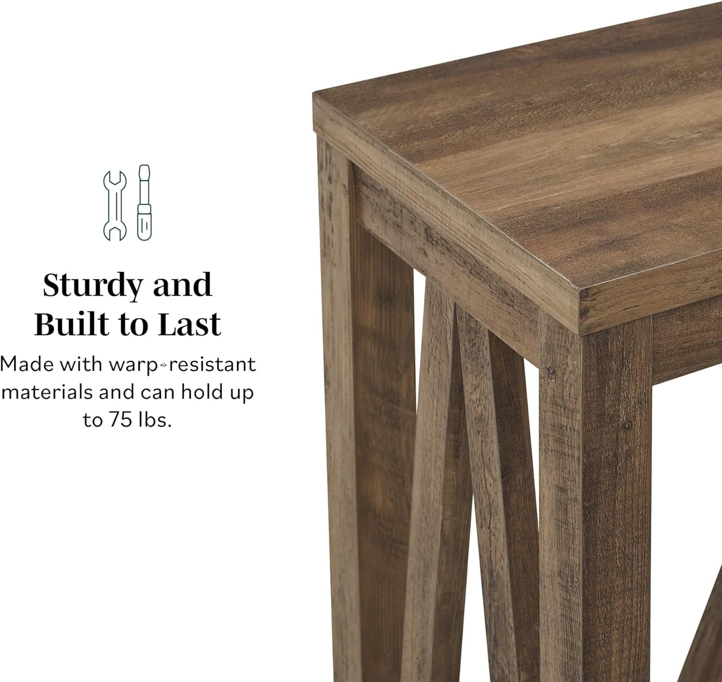 Modern Farmhouse Accent Entryway Table Entry Table Living Room End Table, 52 Inch, Rustic Oak