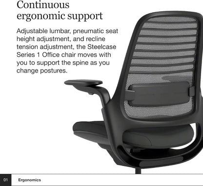 Series 1 Office Chair - Ergonomic Work Chair with Wheels for Carpet - Helps Support Productivity - Weight-Activated Controls, Back Supports & Arm Support - Easy Assembly - Graphite