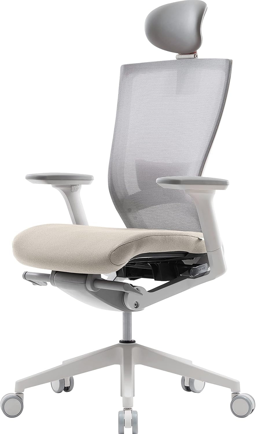 T50 Ergonomic Home Office Chair : High Performance, Adjustable Headrest, 2-Way Lumbar Support, 3-Way Armrest, Forward Tilt, Adjustable Seat Depth, Ventilated Mesh Back, Cushion Seat (Beige)