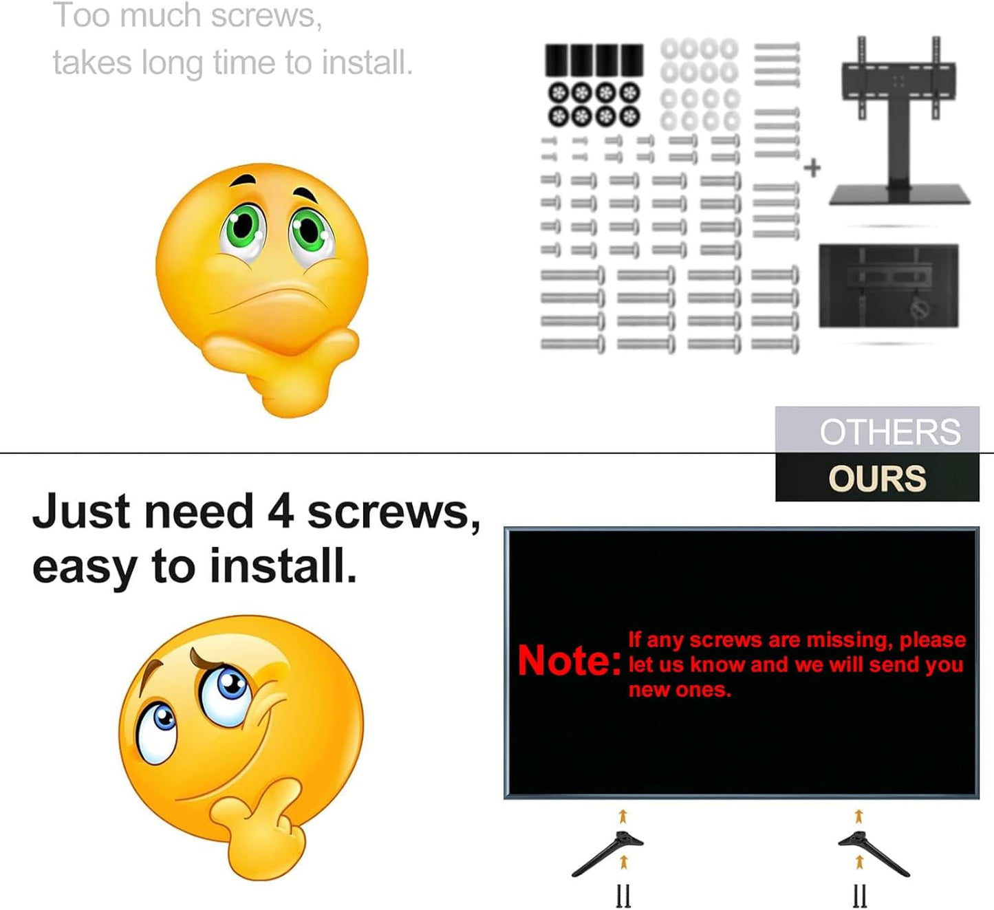 TV Stand for Hisense TV Stand Legs, Check Fit, for Specific TV Bottom Ports. Fits Select Hisense Models. Confirm Description Picture before Buying - Avoid Mismatch.