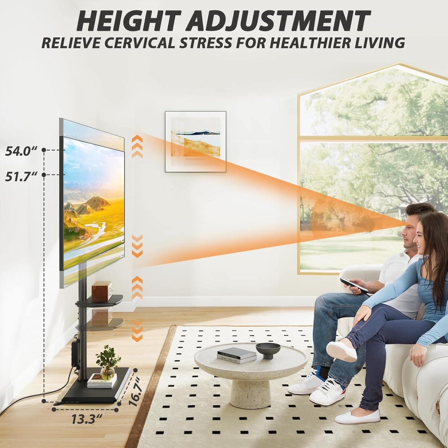 Floor TV Stand with Power Outlet, TV Mount Stand for 32-60 Inch Tvs up to 88 Lbs, Swivel TV Stand Mount with Height Adjustment and Safety Wood Base for Office, Corner, Max VESA 400X400Mm