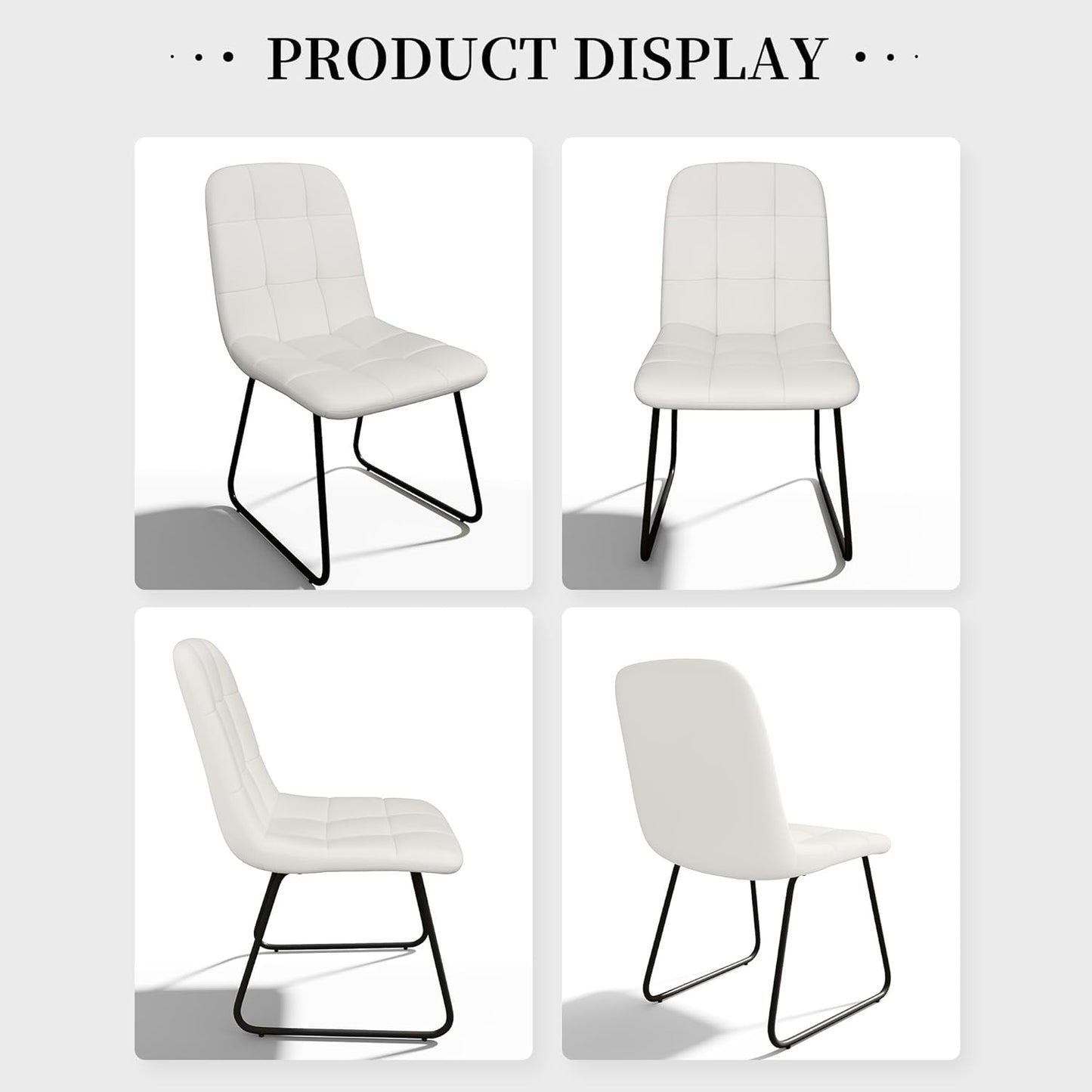 Dining Chairs Set of 2, Modern Kitchen Faux Leather Dining Room Chairs for Kitchen Living Dining Room (2 White)