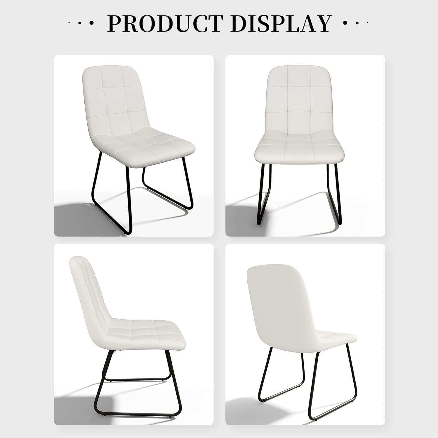 Dining Chairs Set of 2, Modern Kitchen Faux Leather Dining Room Chairs for Kitchen Living Dining Room (2 White)