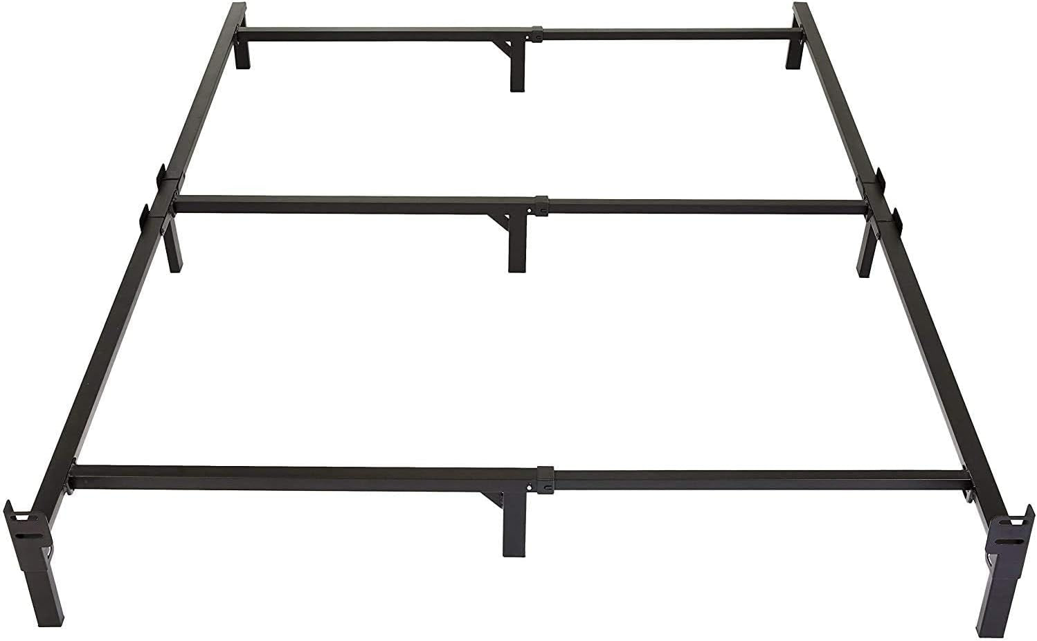Metal Bed Frame, 9-Leg Support Base for Box Spring and Mattress, King-Size, Tool-Free Easy Assembly, 79.6" X 76" X 7", Black