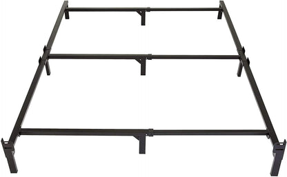 Metal Bed Frame, 9-Leg Support Base for Box Spring and Mattress, King-Size, Tool-Free Easy Assembly, 79.6" X 76" X 7", Black