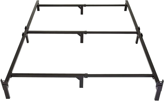 Metal Bed Frame, 9-Leg Support Base for Box Spring and Mattress, King-Size, Tool-Free Easy Assembly, 79.6" X 76" X 7", Black