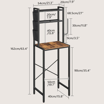 Bakers Rack with Mini Fridge Shelf, 3-Tier Microwave Stand, Coffee Bar Station with Paper Holder, Freestanding Kitchen Storage Rack, for Kitchen, Rustic Brown and Black BRHR5401