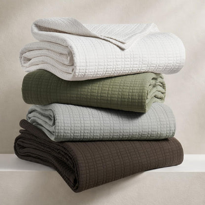 100% Cotton Quilt King Size, Pre-Washed Modern Grid Stitch Lightweight Bedspread Coverlet for All Season, Oversized 3-Piece Bedding Set with 2 Pillow Shams, Dark Brown