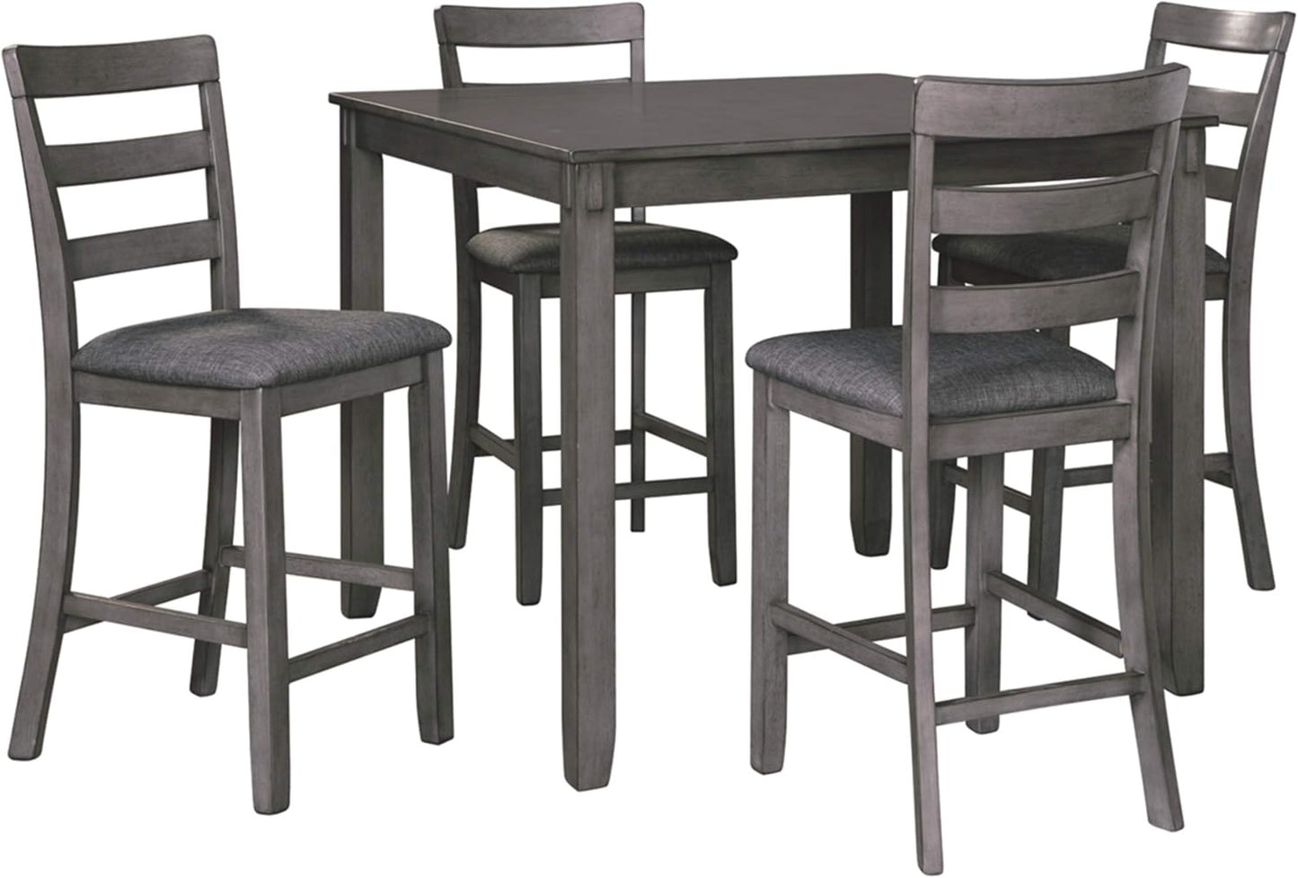 Bridson 5 Piece Counter Height Dining Room Set, Includes Table & 4 Bar Stools, Gray