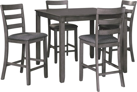 Bridson 5 Piece Counter Height Dining Room Set, Includes Table & 4 Bar Stools, Gray