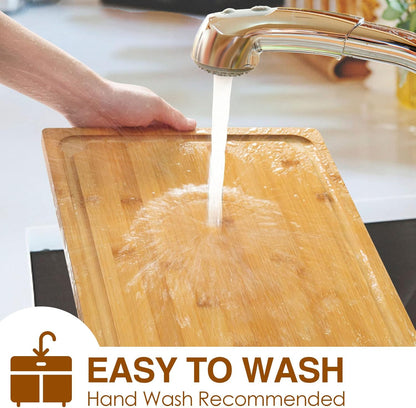 Extra Large Cutting Board, 17.6" Bamboo Cutting Boards for Kitchen with Juice Groove and Handles Kitchen Chopping Board for Meat Cheese Board Heavy Duty Serving Tray, XL,