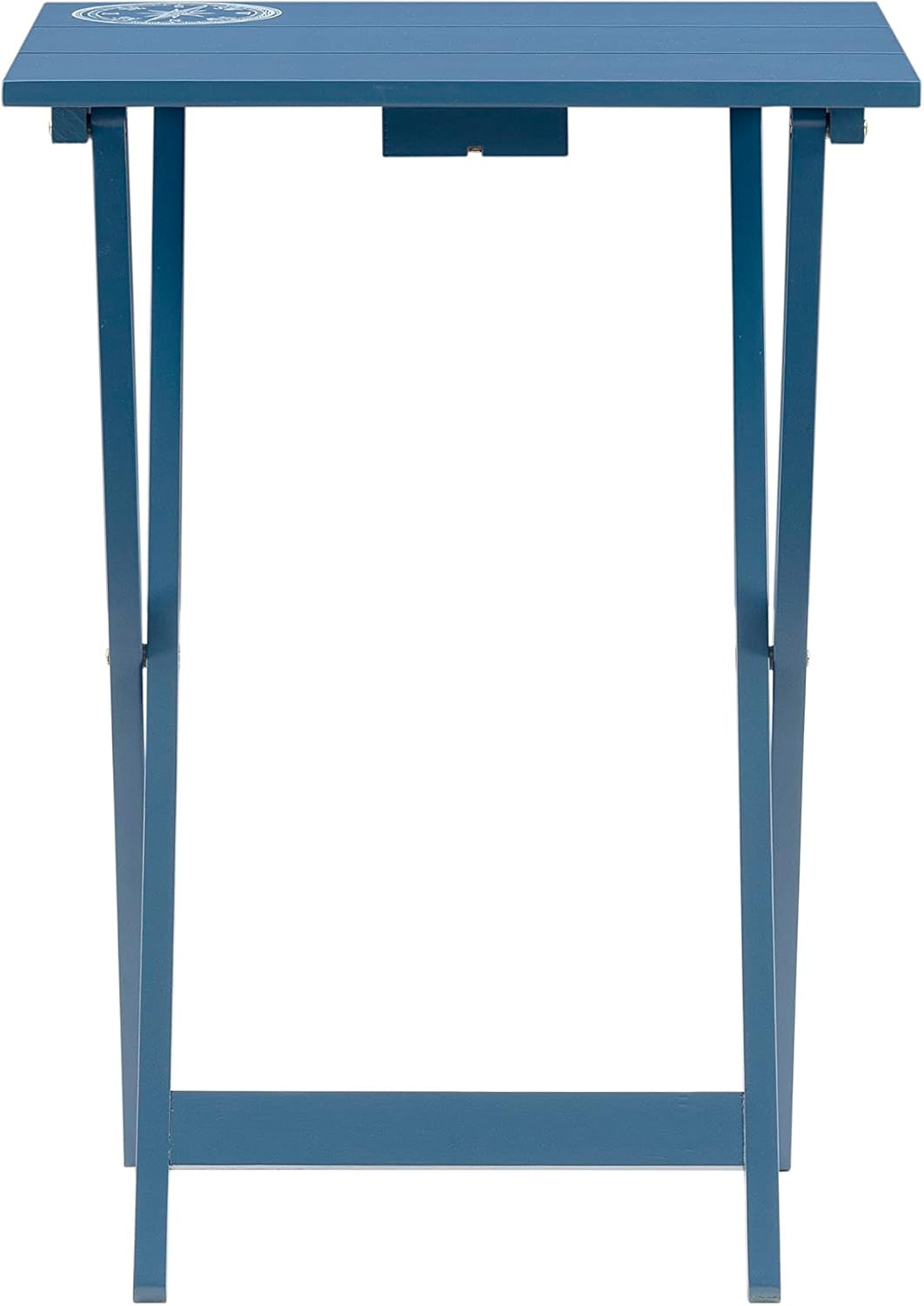 SAMM Navy Trey Table Set with Compass Accent Includes Four Trey Tables and Stand