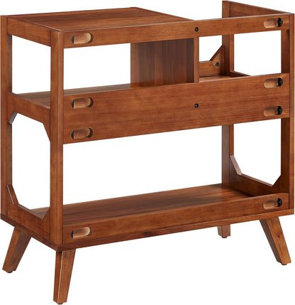 Asheville Mid-Century Modern Media Console Record Player Stand, Storage for Vinyl Records, Medium, Walnut
