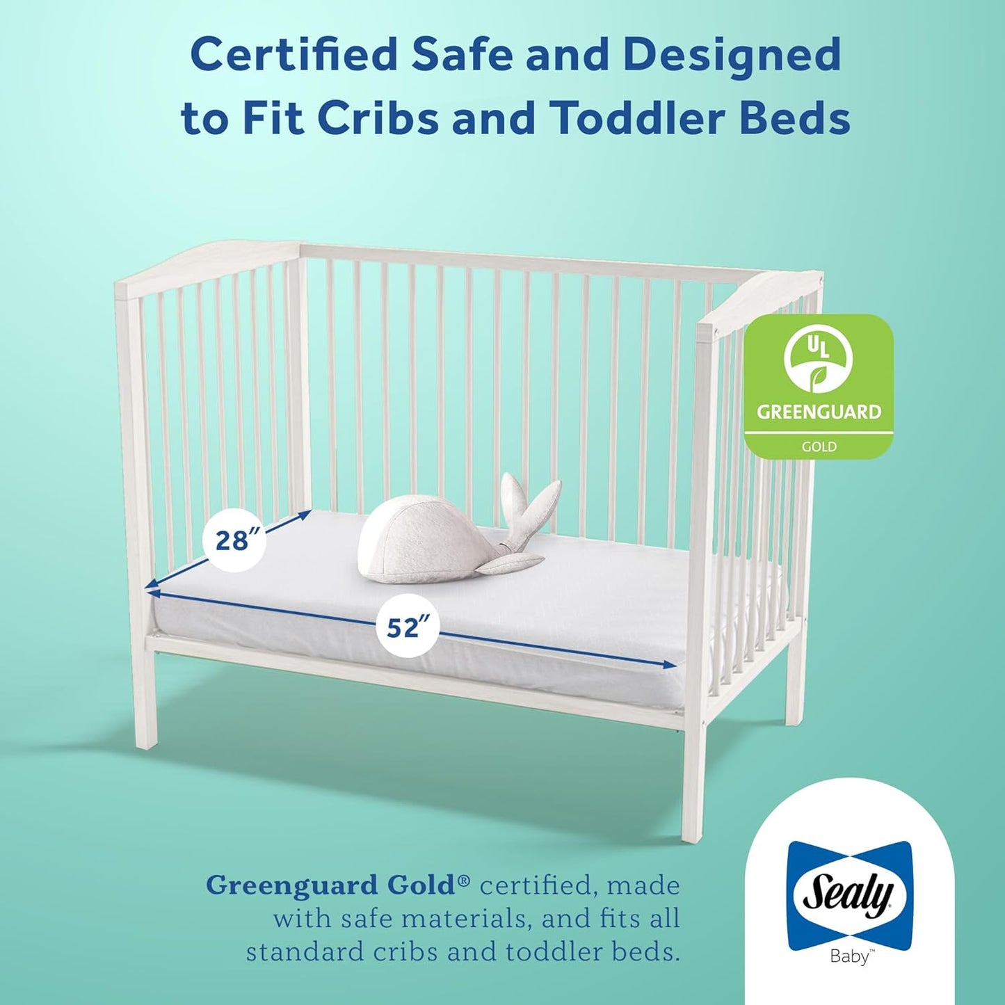 Flex Cool 2 Stage Breathable Crib Mattress with Toddler Bed Fit, Waterproof & Airy Cotton Cover, 204 Premium Coils, GREENGUARD Gold Certified, Safety & Quality Tested, Made in USA, 52X28"
