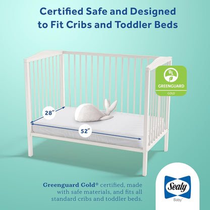 Flex Cool 2 Stage Breathable Crib Mattress with Toddler Bed Fit, Waterproof & Airy Cotton Cover, 204 Premium Coils, GREENGUARD Gold Certified, Safety & Quality Tested, Made in USA, 52X28"