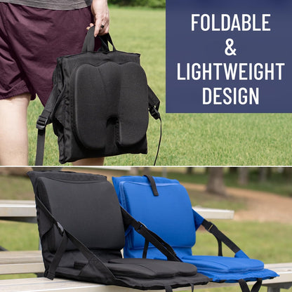 Stadium Seats with Back Support - Adjustable Memory Foam Bleacher Chairs with Back and Cushion, Portable, Easy Folding Stadium Seat Cushion with Storage Pocket