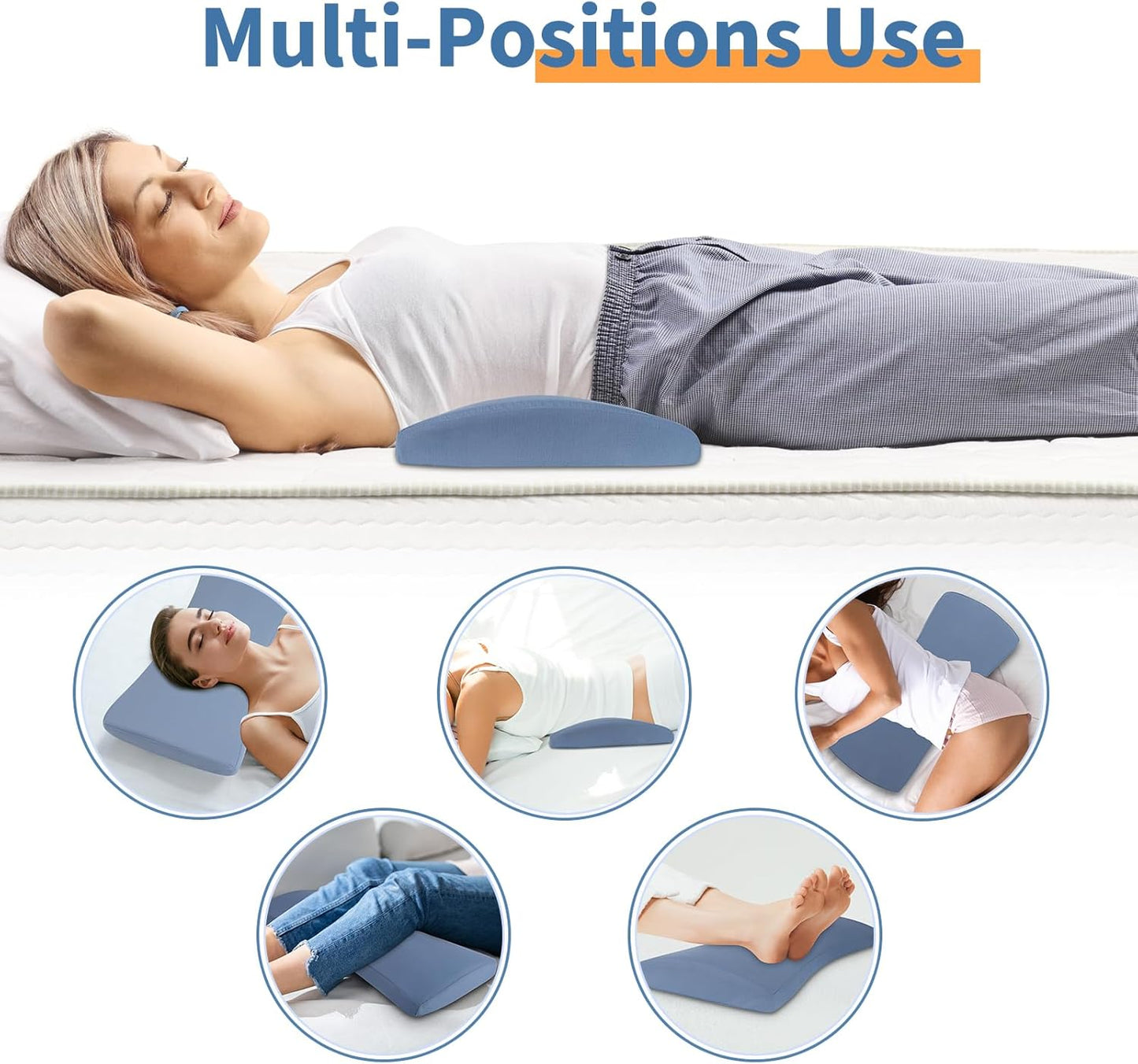 Lumbar Support Pillow for Bed Relief Back Pain: Lower Back Pillow for Sleeping - Memory Foam Waist Pillow - Back Wedge Bolster Pillow for Side, Back&Stomach Sleepers - Bed Rest Pillow for Car, Sofa