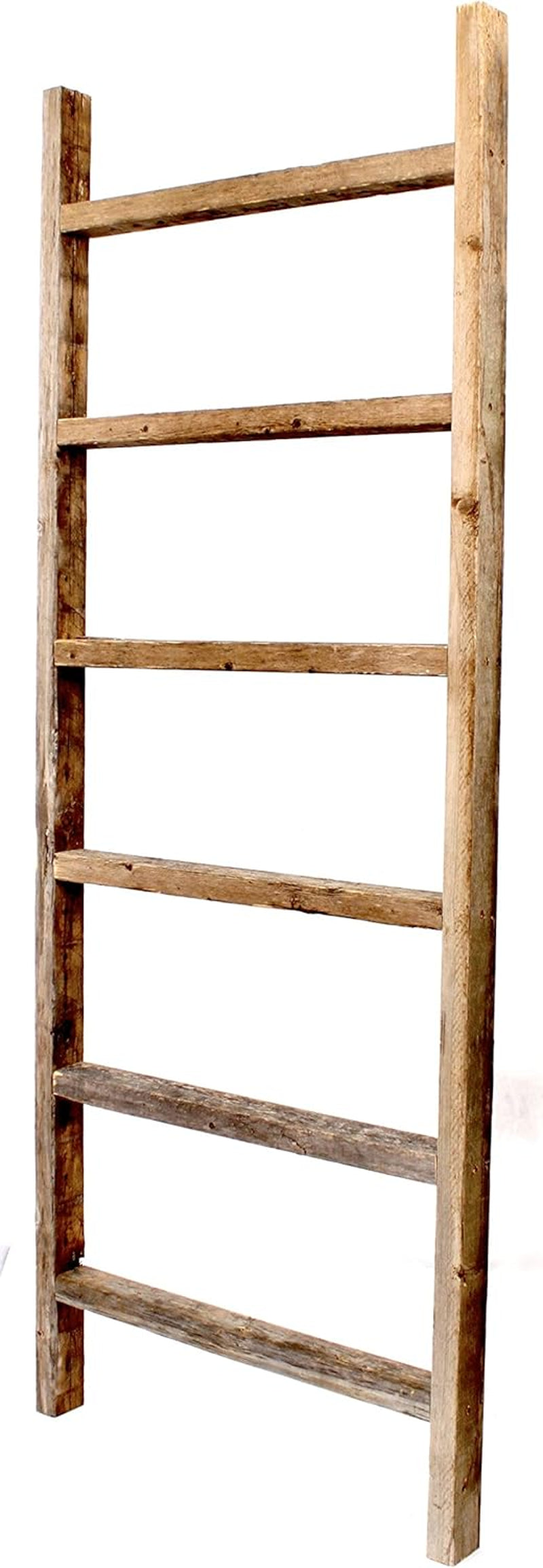 Rustic Blanket Ladder - 100% Upcycled Wood (72" X 18" X 1.5", Weathered Gray)