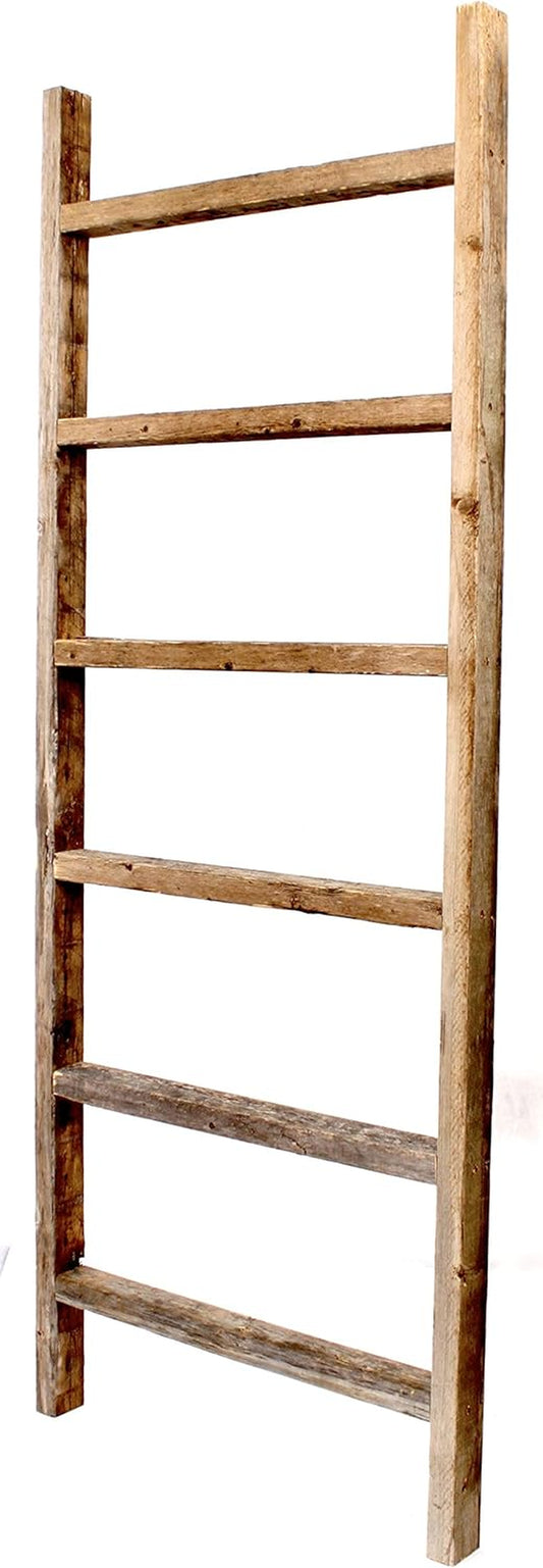 Rustic Blanket Ladder - 100% Upcycled Wood (72" X 18" X 1.5", Weathered Gray)