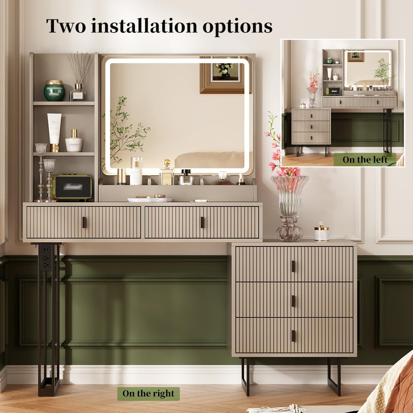 Makeup Vanity Desk with Lights, Vanities VT-8903